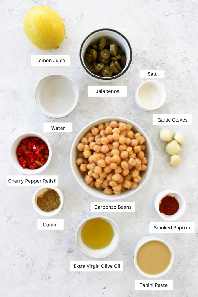 Homemade spicy hummus ingredients